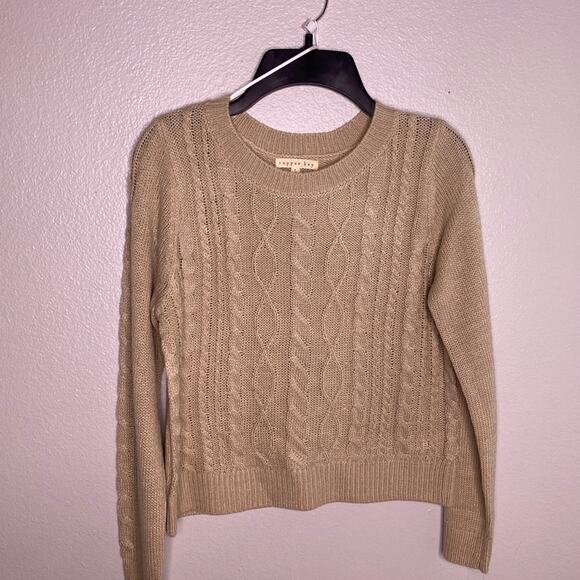 Copper Key Beige Cable Knit Sweater Medium Large - Picture 1 of 8